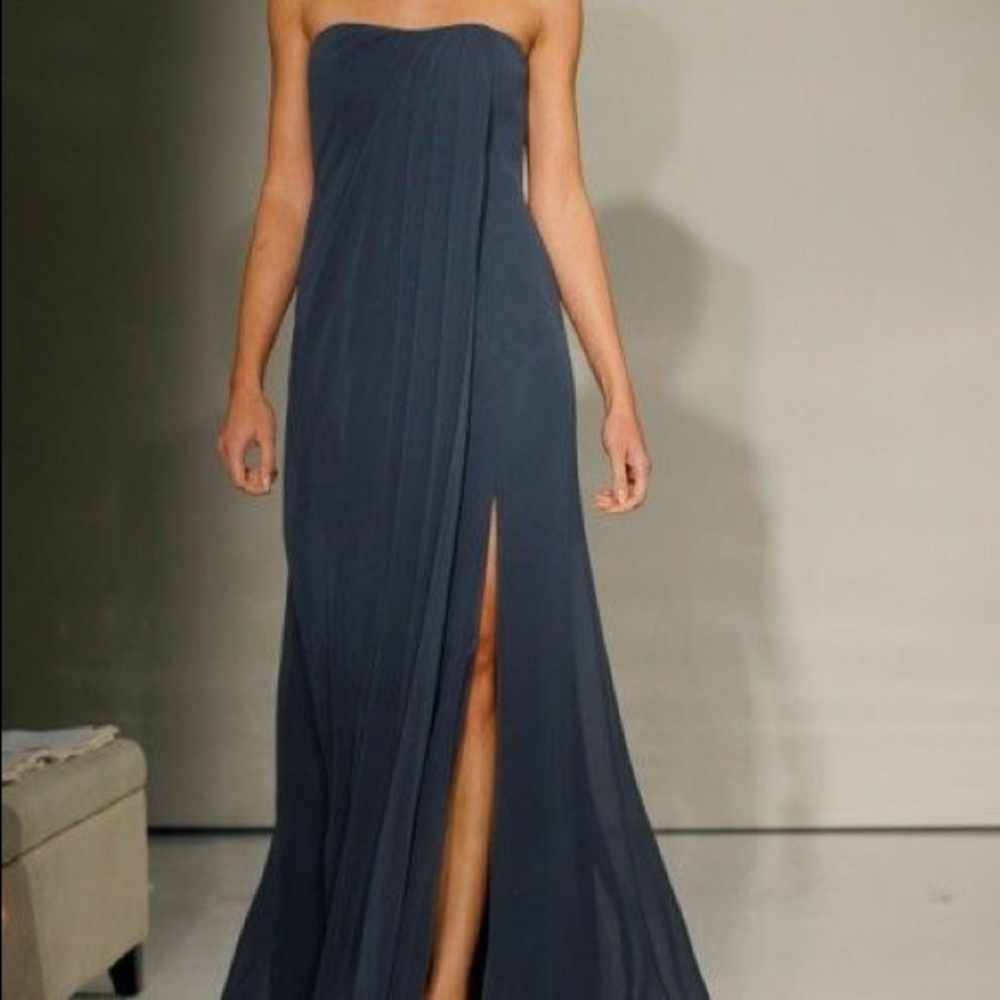 LIKE NEW Jenny Yoo Navy Luxe Chiffon Racquel dress - Picture 2 of 3